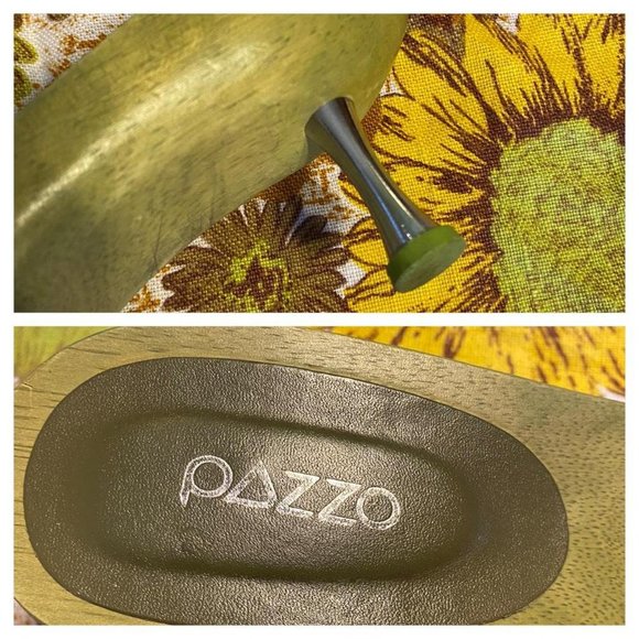 Funky and Unique Y2K Wooden Sandals with Kitten Heel by Pazzo - Picture 3 of 4